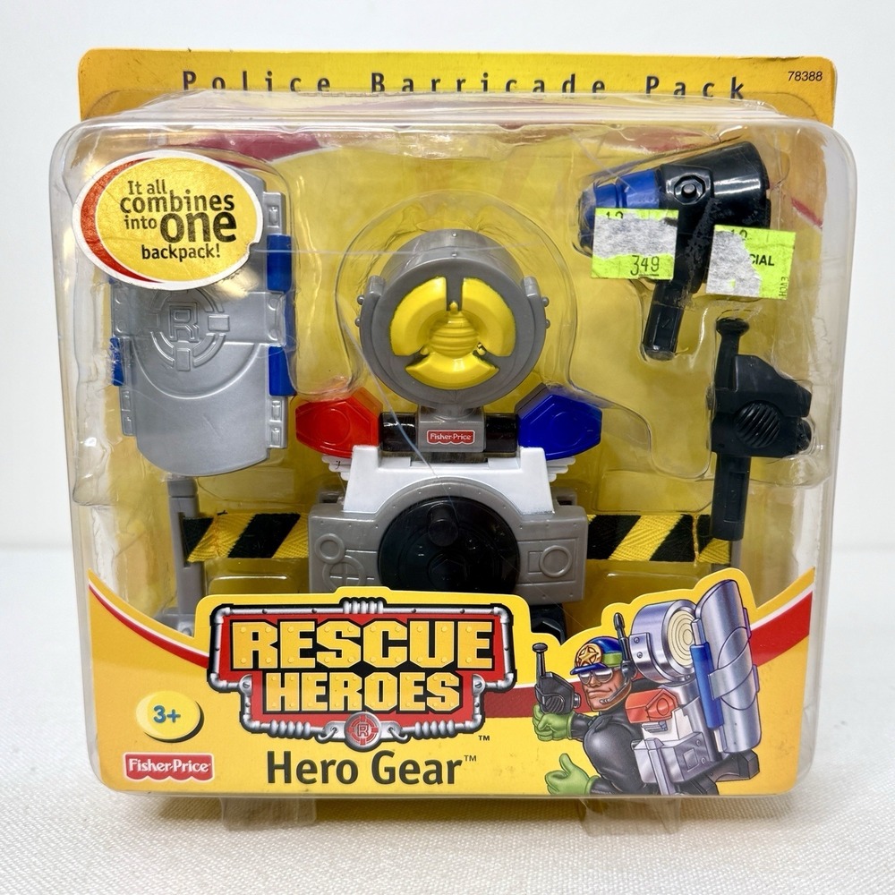Fisher Price Rescue Heroes Hero Gear Police Barricade Pack Vintage New